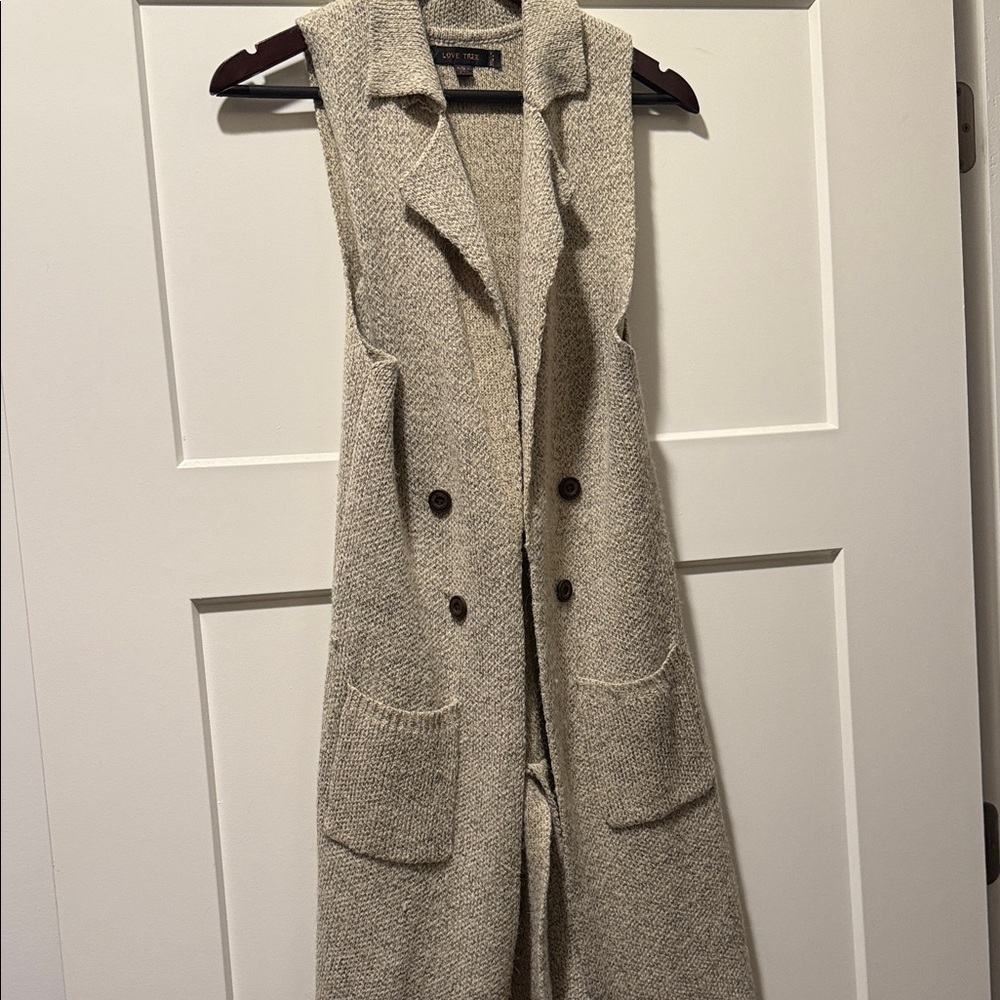 Love Tree Beige Knit Vest with Buttons